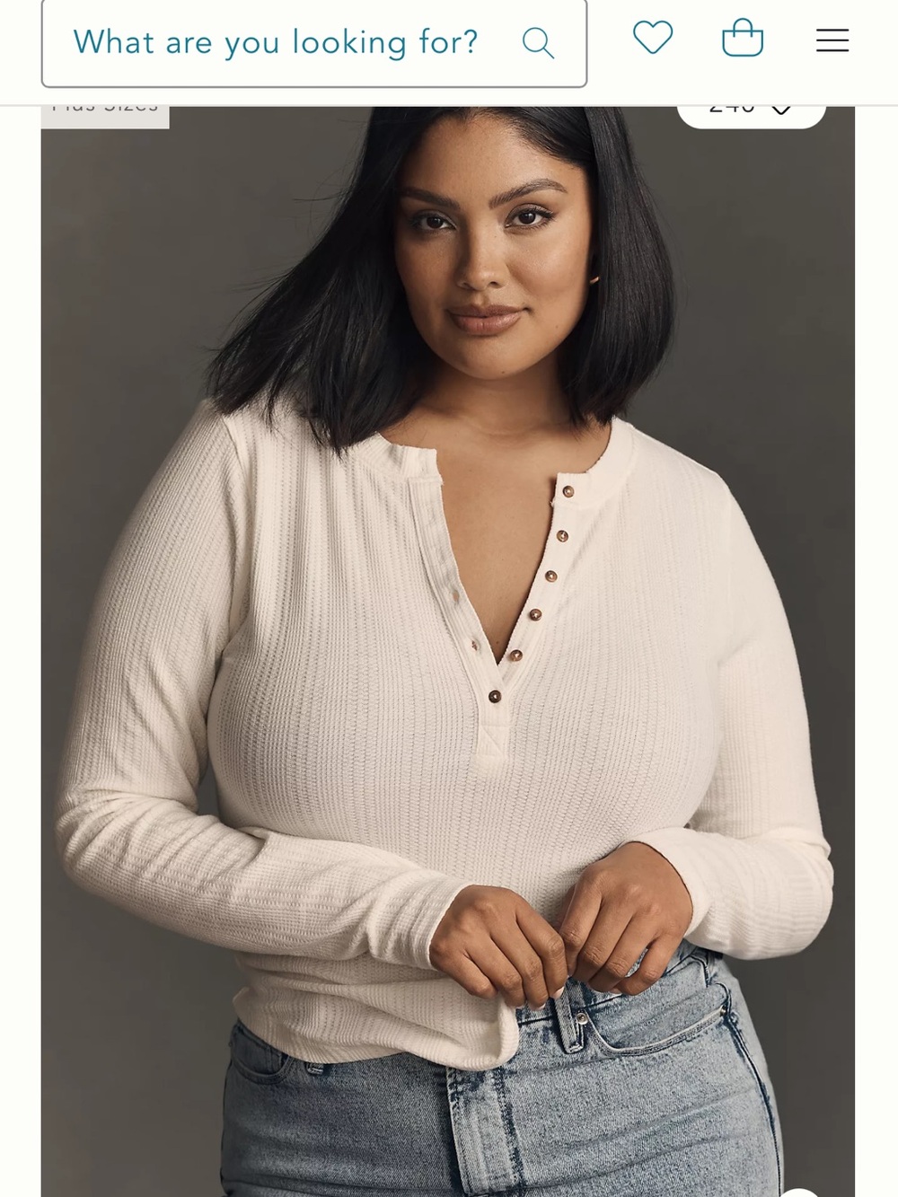 By Anthropologie Andie Ribbed Henley Top XL